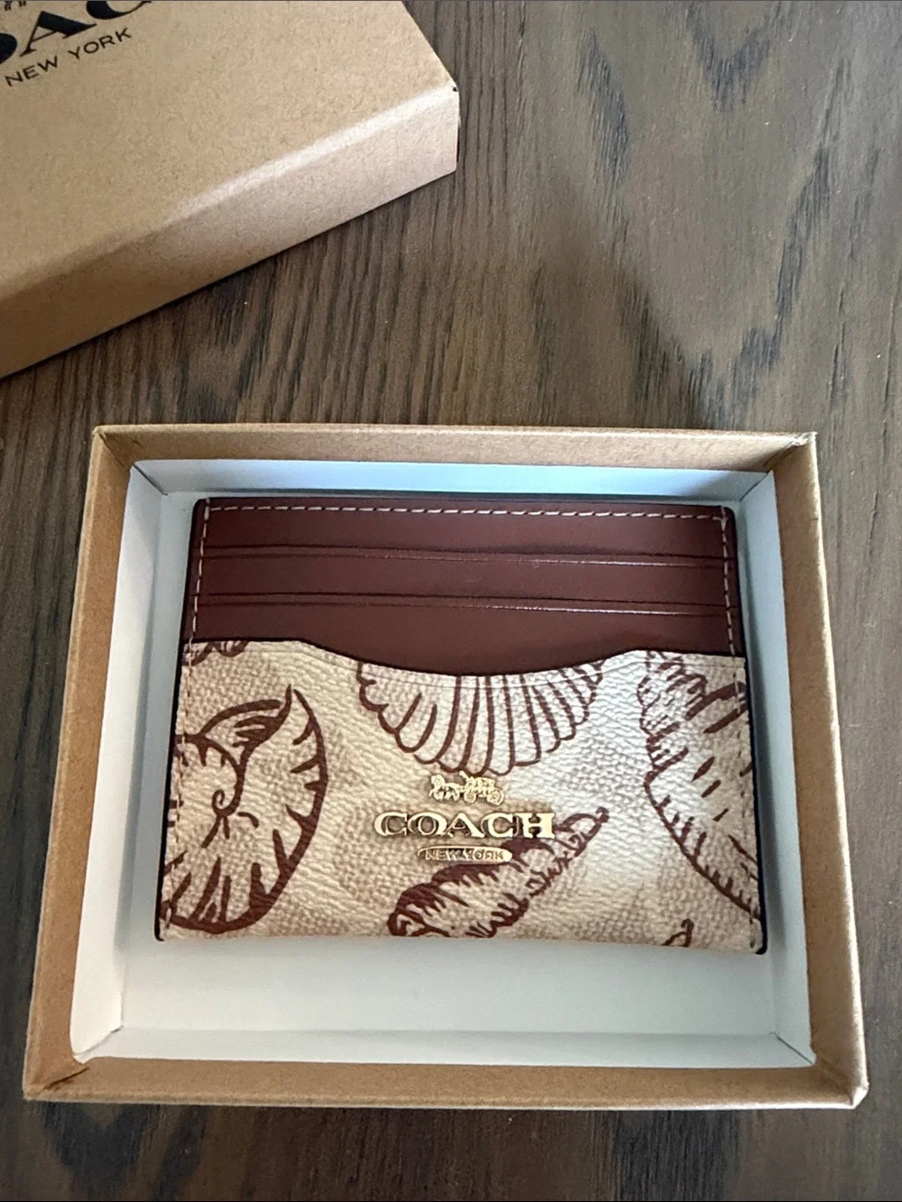 Coach Seashell Print Card Case Wallet